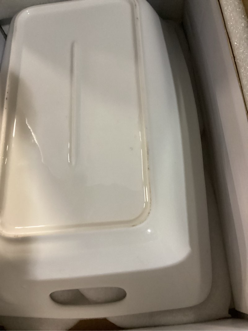 Condition photo showing As Is for yhosseun large serving bowls with handles white serving dishes for entertaining, 1.5 quarts ceramic bowl set rectangle serving platter for thanksgiving, 2 pack