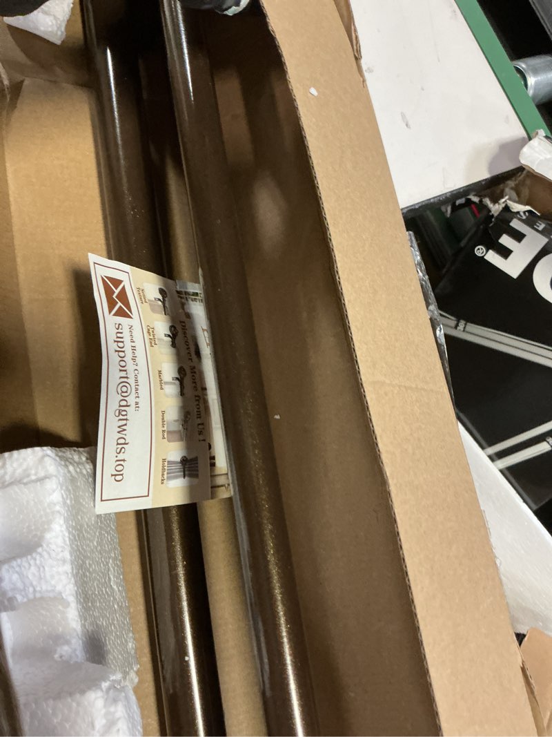 Condition photo showing Good Condition for KAMANINA 1 Inch Double Curtain Rods 72 to 144 Inches (6-12 Feet) Telescoping Heavy Duty Drapery Rod for Windows 66 to 120, Netted Texture Finials, Antique Bronze Antique Bronze 72-