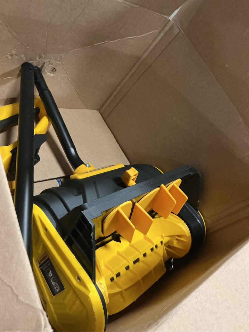 Condition photo showing As Is for Cordless Snow Shovel, 20V Electric Snow Blower Compatible with De-Wait(No Battery), 13.5 Inch Cordless Snow Removal Shovel with Directional Plate - Yellow No Battery-Yellow