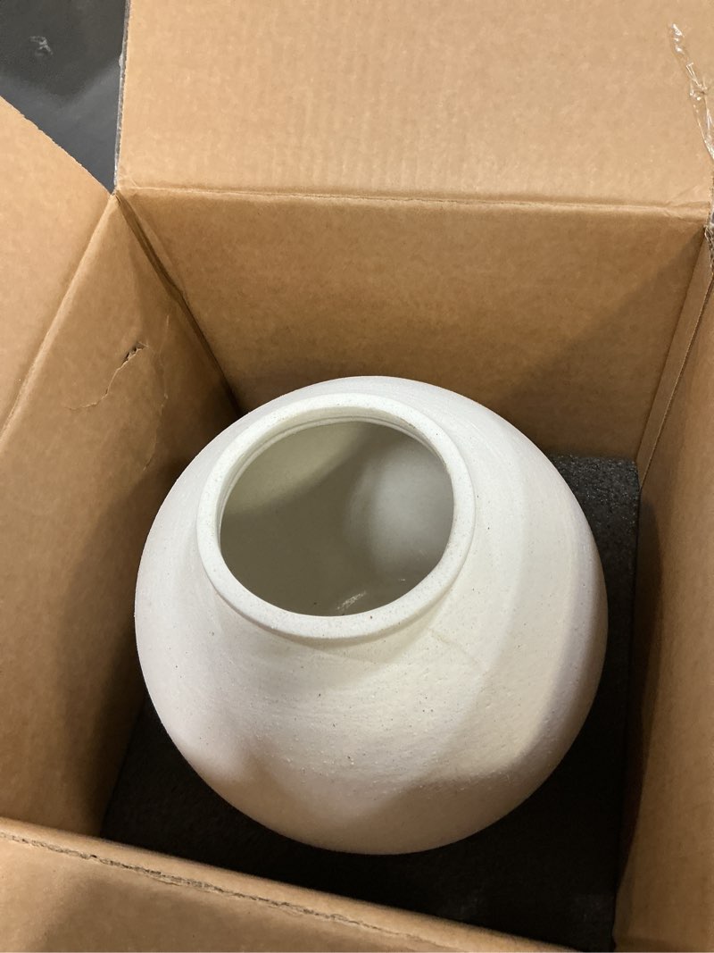 Condition photo showing Good Condition for Ceramic Rustic Vase, 10.8 Inch Farmhouse Minimalist Tall Flower Vase for Table, Living Room, Home Decor, Bathroom, Holiday, Wedding, Set of 1, Sandstone White Sandstone White 10.8 inch