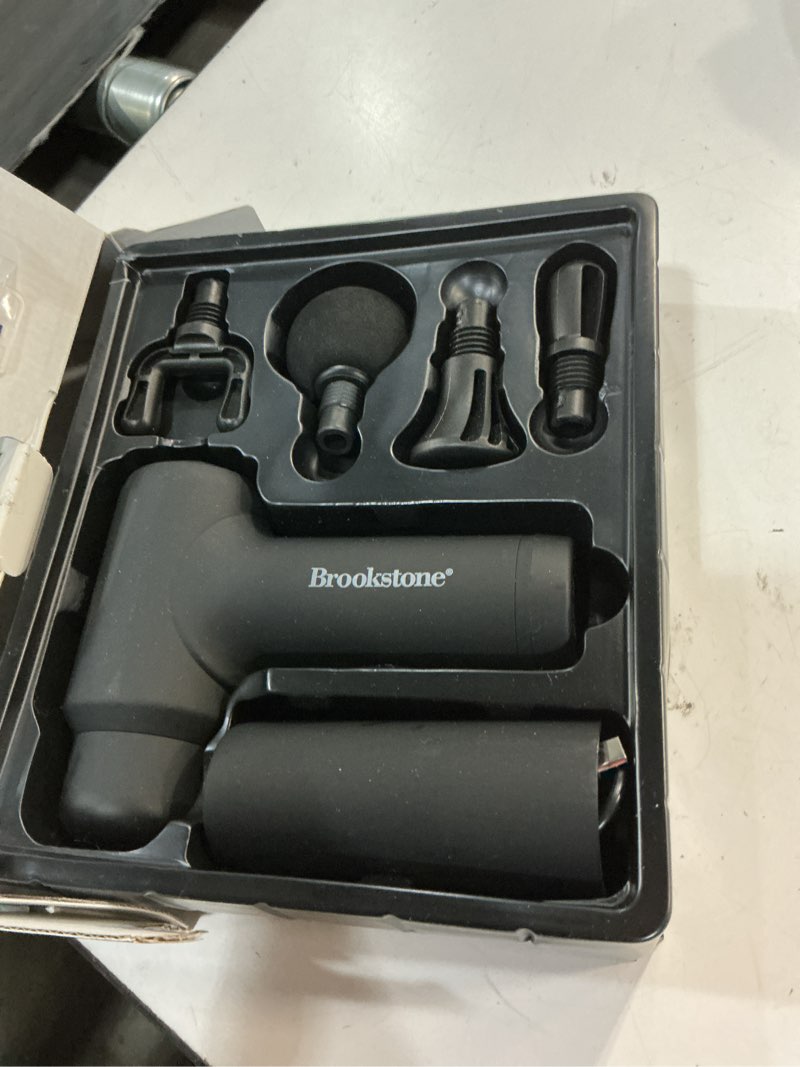 Condition photo showing Good Condition for brookstone deep tissue massage gun for pain relief & muscle recovery – 9-speed handheld percussion massager, 4 heads, type-c rechargeable, quiet, 3200 rpm, shockproof design