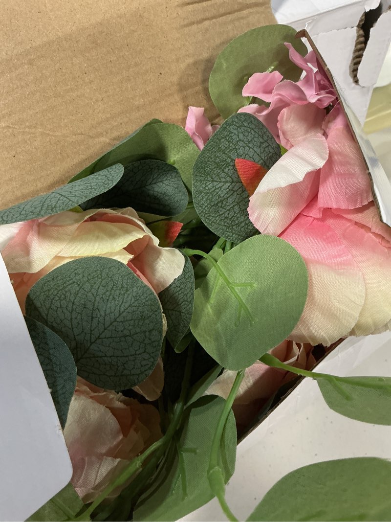Condition photo showing Good Condition for suncalla 6 ft artificial peony flower garland vintage faux real look silk peony eucalyptus garland pink roses silk flower vine wall hanging plant for wedding arch door arrangement party decor peony style