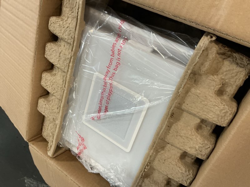 Condition photo showing As Is for homewerks 1.5-sone 110-cfm white decorative lighted bluetooth compatibility bathroom fan