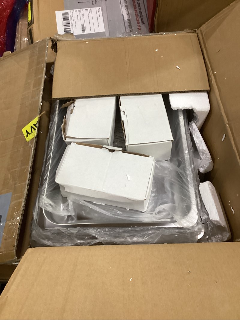 Condition photo showing New/Like New for Chafing Dishes for Buffet 4 Pack, 9QT [No Fingers Cut] Roll Edge Designed Chafing Dish Buffet Set [Mirror-Like Polished Finish] Food Warmers for Parties, Birthday, Holiday Parties, Church Events, etc