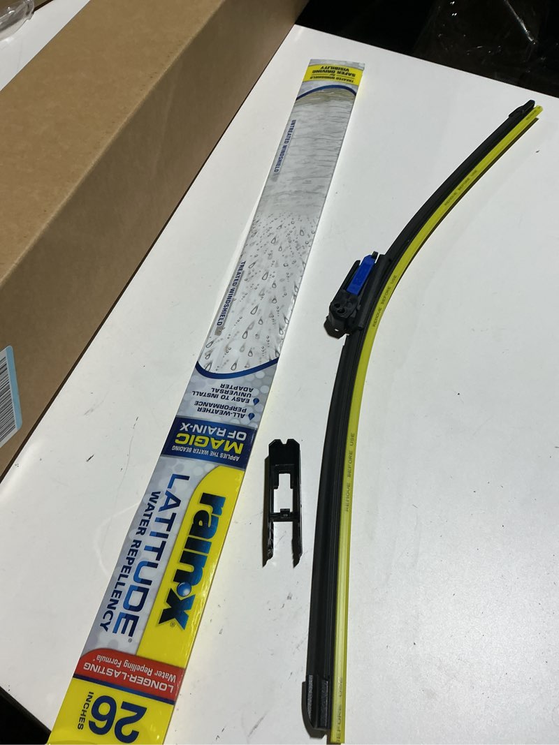 Condition photo showing As Is for Rain-X 5079281-2 Latitude 2-In-1 Wiper Blades, 26 Inch Windshield Wipers (Pack Of 1), Automotive Replacement Windshield Wiper Blades With Patented Rain-X Water Repellency Formula 26" Latitude