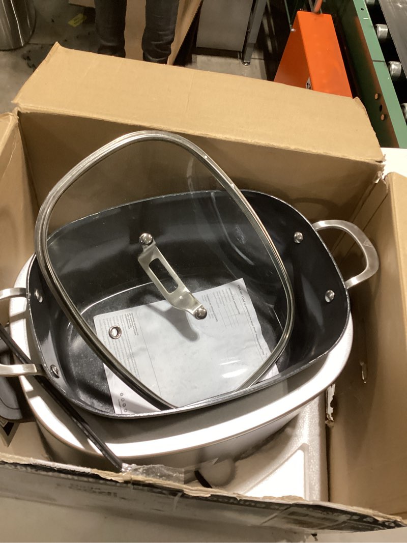Condition photo showing Good Condition for Ninja MC1001 Foodi PossibleCooker PRO 8.5 Quart Multi-Cooker, with 8-in-1 Slow Cooker, Dutch Oven, Steamer, Glass Lid Integrated Spoon, Nonstick, Oven Safe Pot to 500°F, Sea Salt Gray