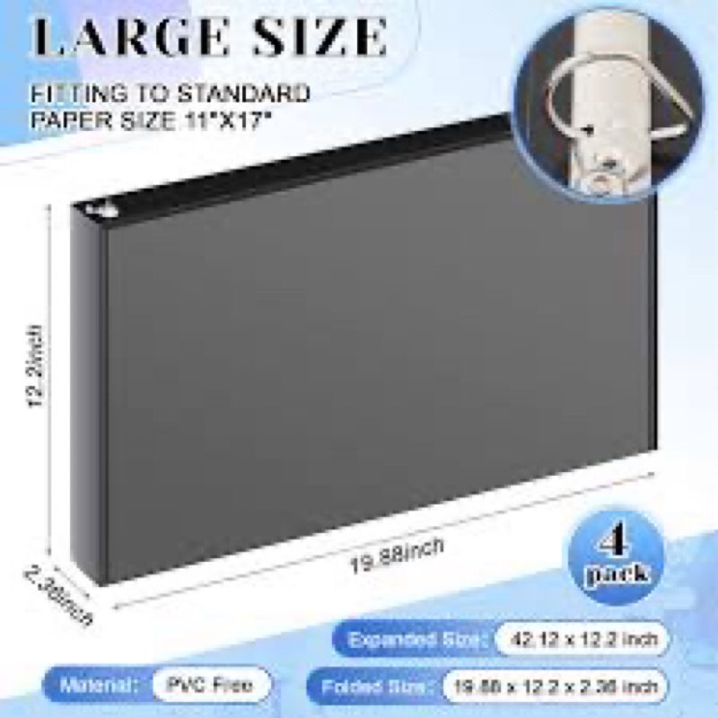 humyoun 4 pcs 11 x 17 inch view binders with cover pocket 2 inch 3 rings heavy duty view d ring bind