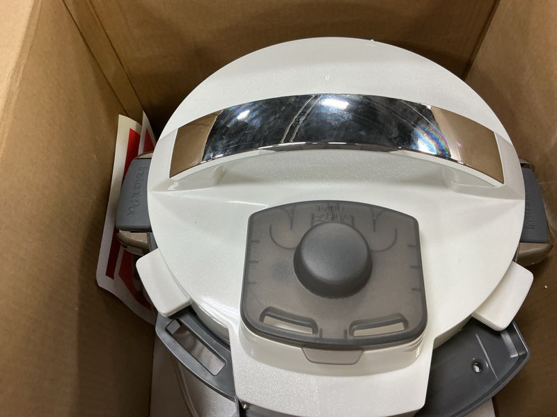 Condition photo showing As Is for instant pot pro max wi-fi smart 10-in-1 pressure cooker, steamer, saute, warmer, rice cooker, yogurt maker, sous vide, baker, nutriboost - includes app with 2000+ recipes - 6 quart white