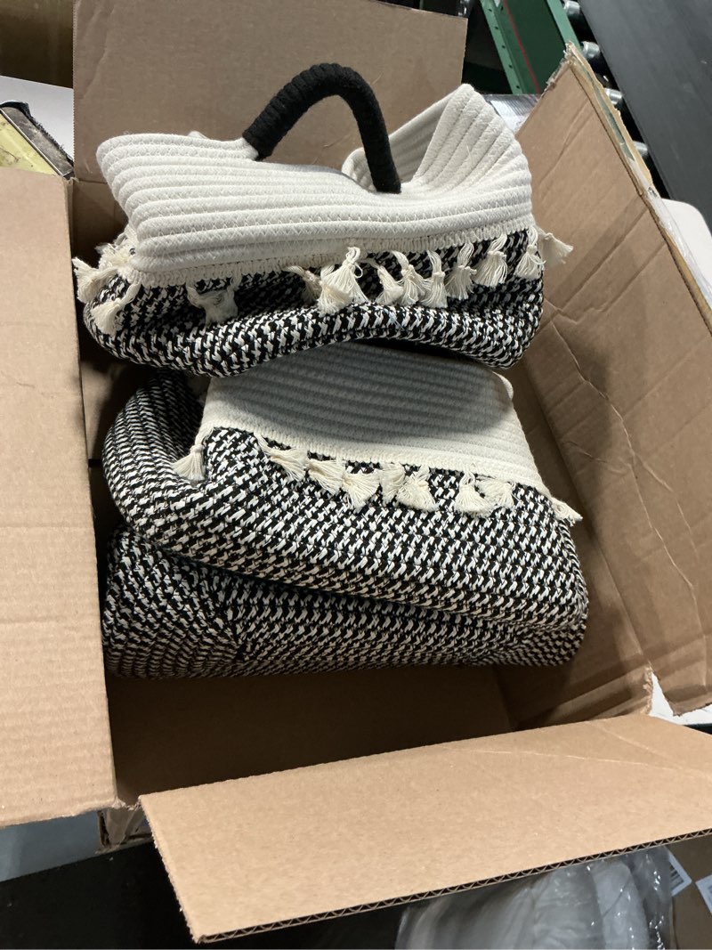 Condition photo showing Good Condition for (colors black )bubusun cotton rope storage bins woven baskets 3 pack