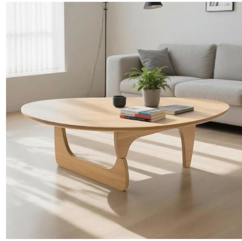 Solid Wooden Modern Triangle Coffee Table: Unique Funky Coffee Tables for Living Room, Oval Mid-Century Irregular Abstract Tea Tables for Patio Office Balcony Bedroom (Black, 35" L x 24" W x 16" H) Black 35"L x 24"W x 16"H