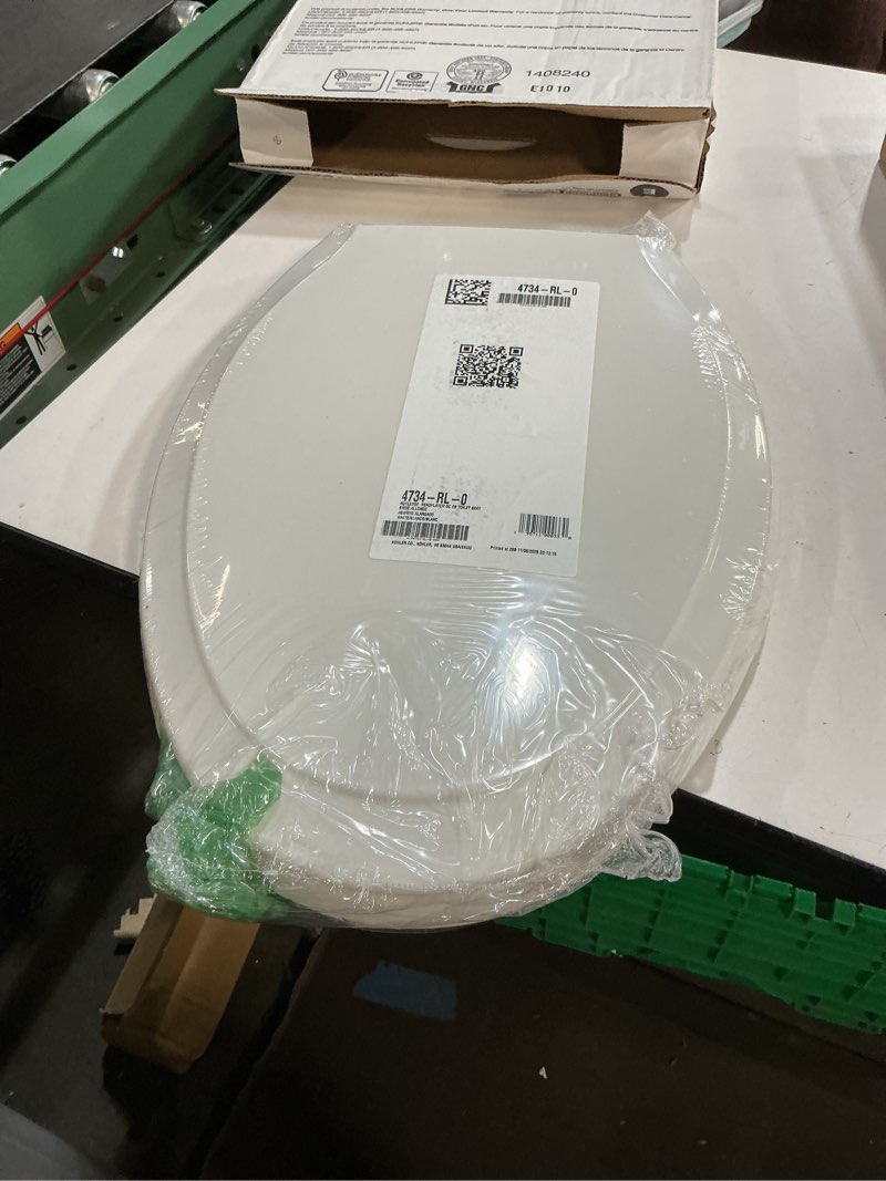 Condition photo showing New/Like New for KOHLER 4734-RL-0 Rutledge ReadyLatch Soft Close Elongated Toilet Seat, Quiet-Close Lid Grip-Tight Bumpers, Installation Hardware, Home Essentials, White Elongated White Ready Latch