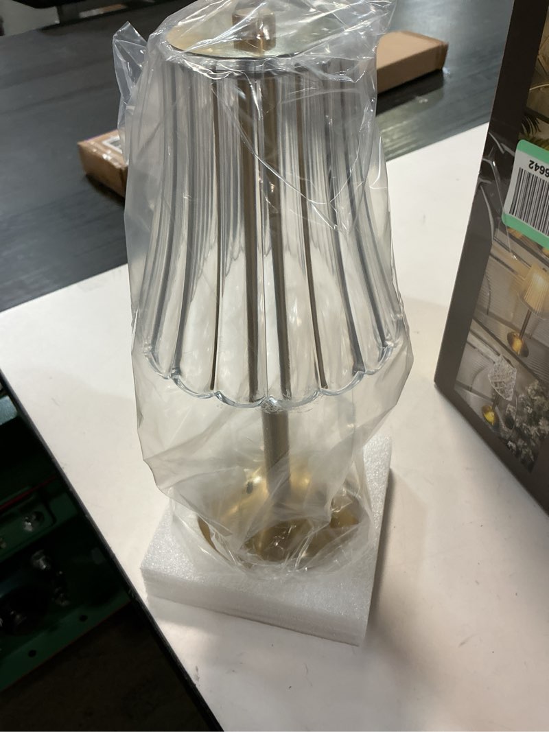 Condition photo showing Good Condition for liliful 2 pcs cordless table lamp rechargeable touch led small gold portable battery operated usb-c desk lamp 3 color dimmable for bedroom living room dining (gold,rose style) gold rose style