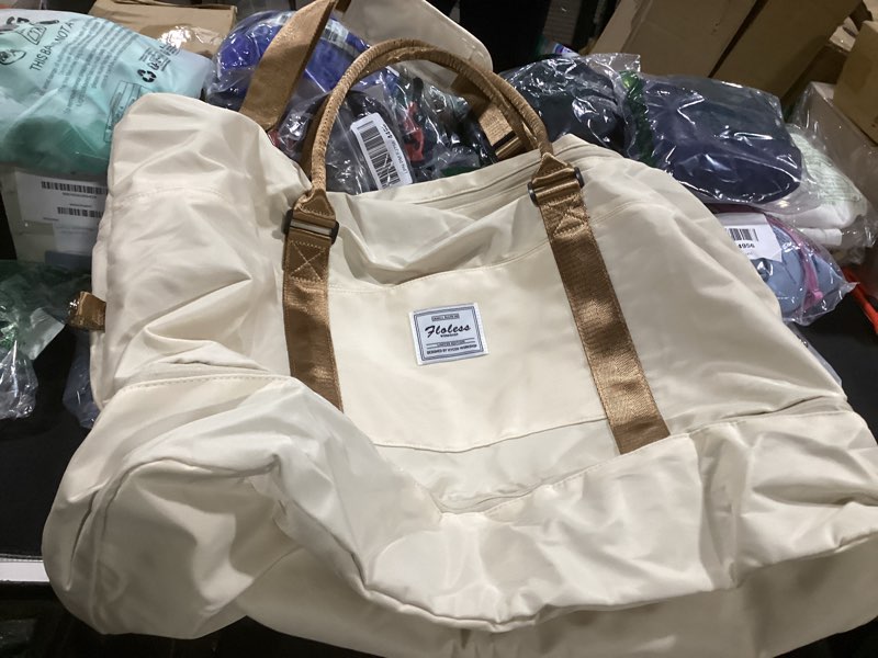 Condition photo showing Good Condition for (similar) hyc00 travel duffel bag,carry-on overnight weekender bags for women,sports tote gym bag with wet pocket a1-beige & brown extra large travel bag