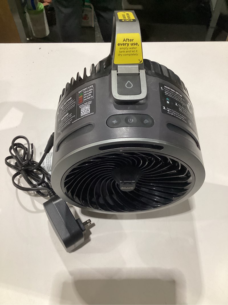 Condition photo showing Good Condition for Shark FlexBreeze HydroGo Fan—Ultra-powerful portable fan with indoor + outdoor mist. Corded & cordless, 5 speeds, evaporative misting, Grey, FA052