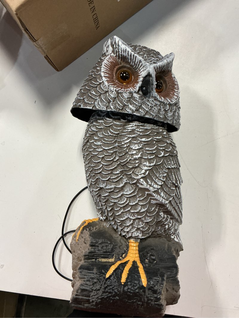 Condition photo showing Good Condition for solar powered garden owl with motion detection, rotating head, realistic hoots and silent mode, outdoor statue and sculpture, owl decoration for home, garden, patio and lawn