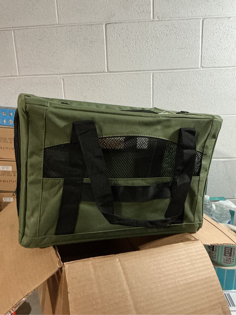 Condition photo showing Good Condition for  pecute cat carrier stable, pet carrier with hidden anxiety relief partition & stable steel frame, safe cat carrier for car travel, soft-sided dog/cat carrier bag for pets up to 11lbs, green