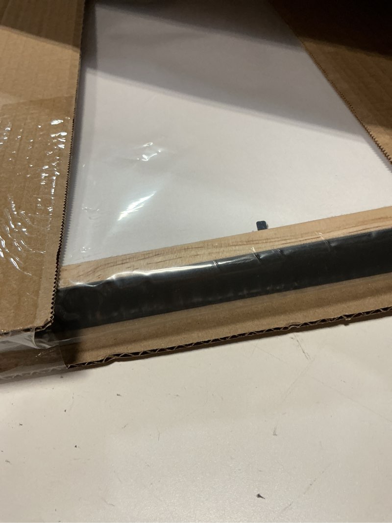 Condition photo showing Good Condition for 20x20 shadow black box display frame with white acid-free backing uv acrylic & hanging hardware - with 3/4" usable depth - great magazine display solid wood frame shadowbox