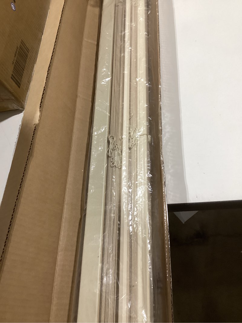 Condition photo showing New/Like New for LazBlinds No Tools No Drill 1" Vinyl Mini Blinds, Cordless Blinds for Windows, Light Filtering Horizontal Window Blinds & Shades, 37" W x 64" H, Cream Cordless-cream 37" W x 64" H