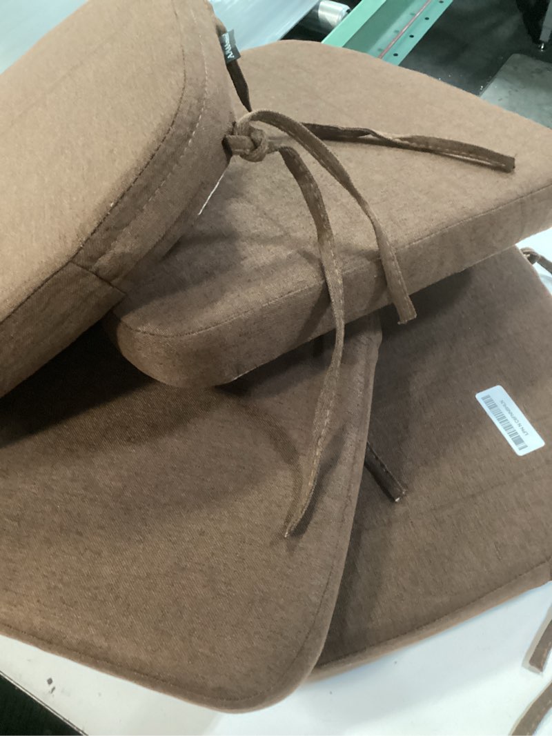 Condition photo showing Good Condition for aaaaacessories d-shaped chair cushions, 2\" thick dining chair pads with ties and removable, machine-washable cover, 17\" x 16\", set of 4, brown brown 4 count(pack of 1)