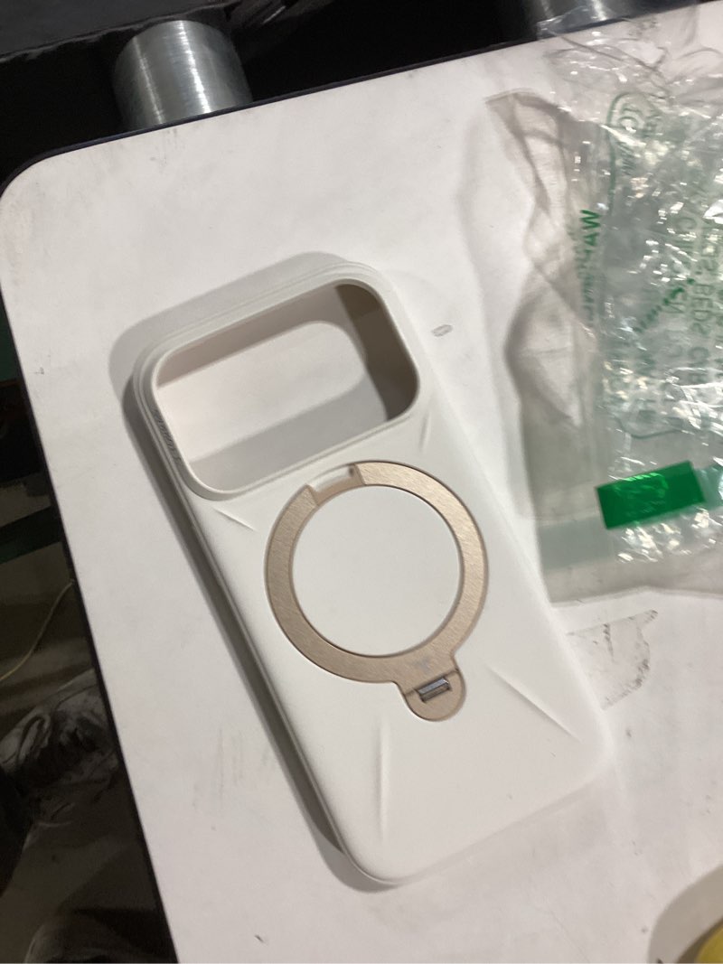 Condition photo showing Good Condition for torras q3 silicone 360 spin for iphone 17 pro case with stand, fit for magsafe, magnetic ring kickstand with camera control, liquid silicone rubber soft phone case for iphone 17 pro 6.3'', light ivory ivory gold for iphone 17 pro 6.3''