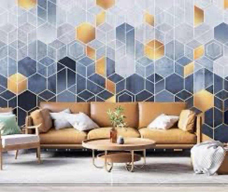 TUNDJ - Geometric Abstract Wallpaper for Living Room Bedroom?Not Peel and Stick?