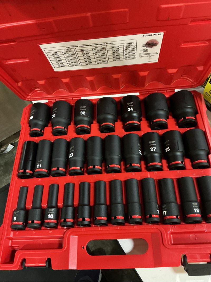 Condition photo showing New/Like New for shockwave 1/2 in. drive metric 6 point impact socket set (29-piece)