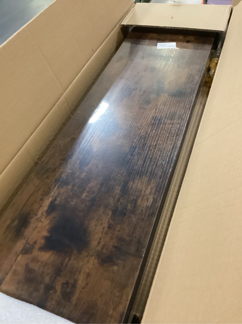Condition photo showing New/Like New for BAYKA Floating Shelves, 36 inches Long Wall Mounted Rustic Wood Shelves for Bathroom, Bedroom, Living Room, Kitchen, Office, Hanging Shelf for Books/Storage/Decor(Rustic Brown,Set of 2) B. Rustic Brown - Americana Farmhouse Style 36inches?for Media Center & Heavy Books?