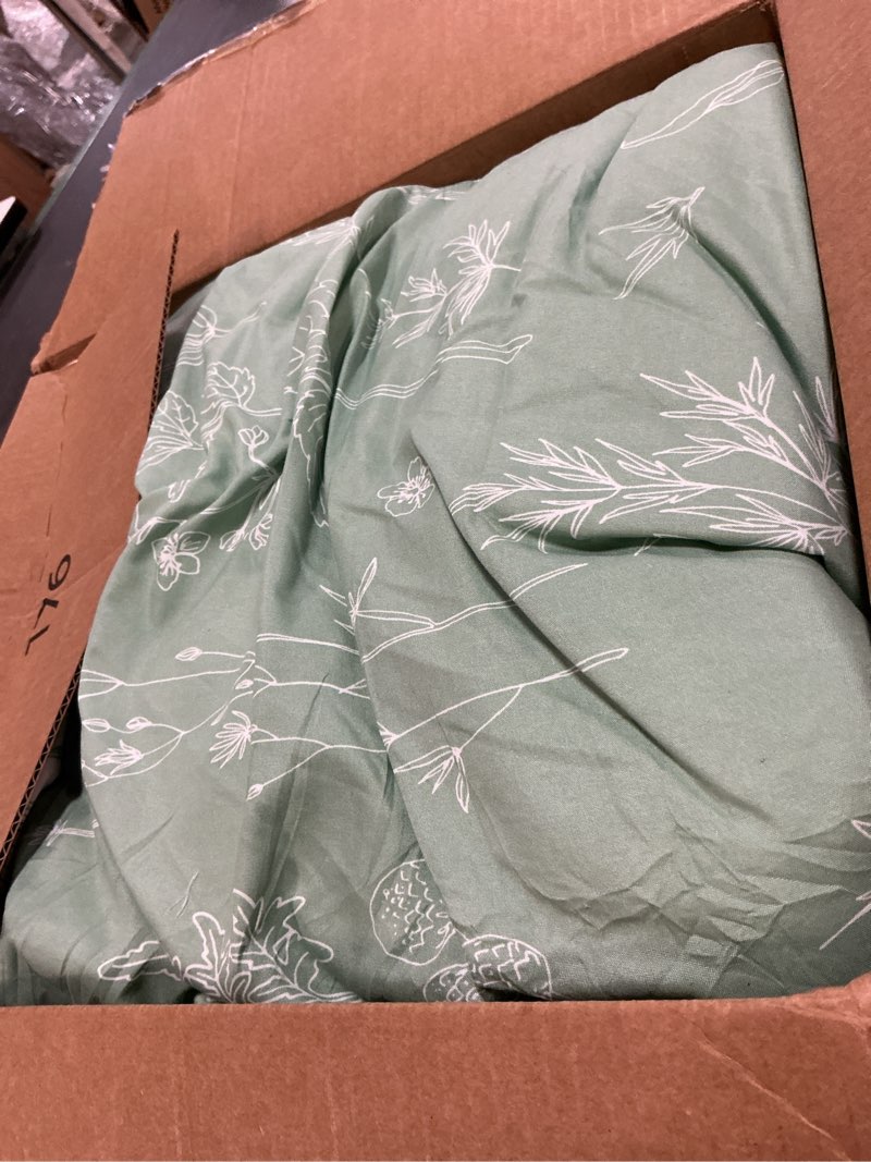 Condition photo showing Good Condition for love's cabin sage green comforter set twin - twin xl size comforter set dorm bedding, 2 pieces cute floral bedding for women, soft reversible flowers comforter, 1 comforter & 1 pillow sham twin/twin xl (66"x90") 01 - sage green