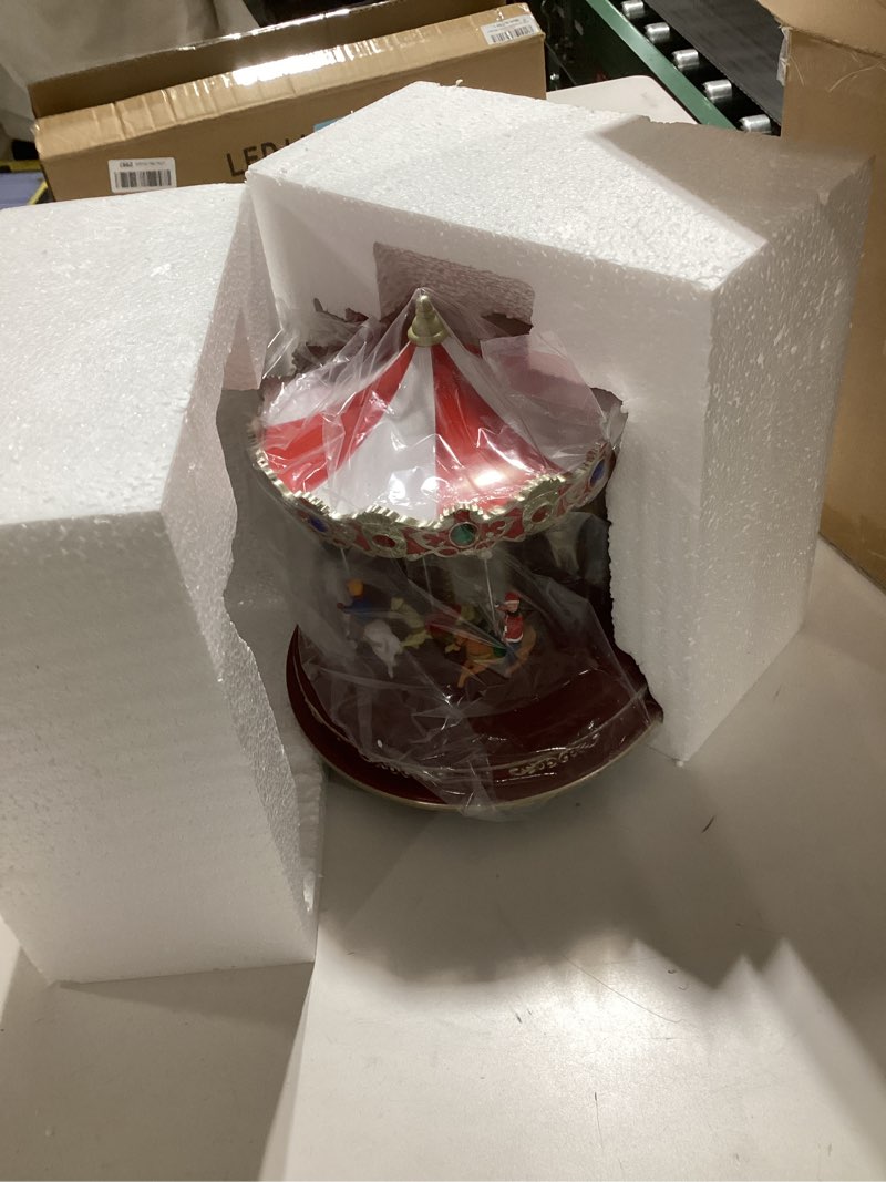 Condition photo showing Good Condition for Christmas Village Carousel Decoration Multicolor Music Box with LED Light Beautiful Building Collection for Kids Gift