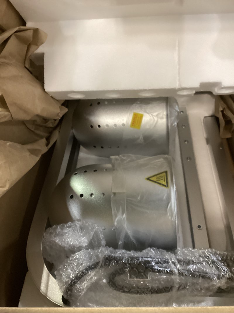 Condition photo showing Good Condition for SYBO DL2112 Commercial Grade Food Heat Lamp, Electric 2-Bulb Food Warmer with Adjustable Stand, 500W, Silver Sliver Food Warmer