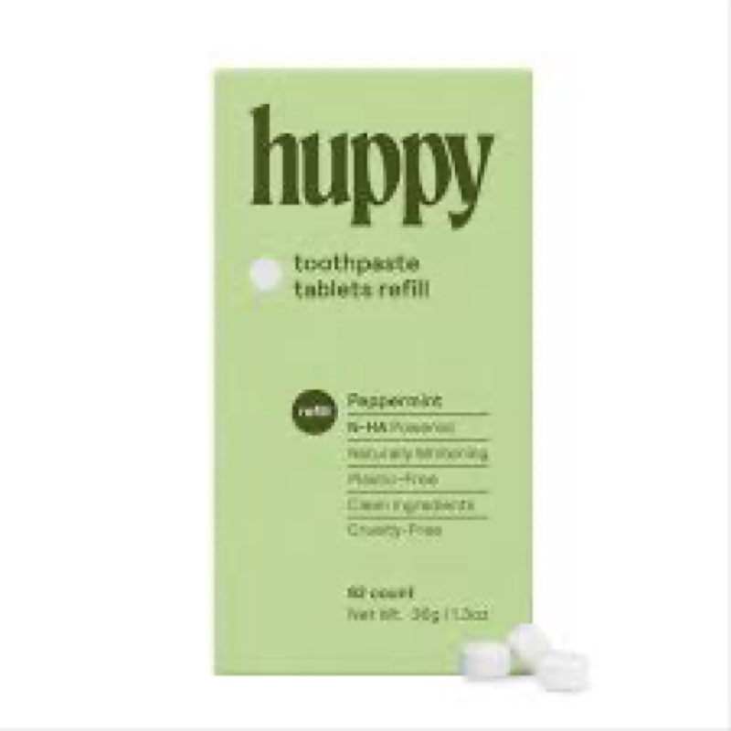 Huppy Toothpaste Tablets, Peppermint, 62 Count Refill