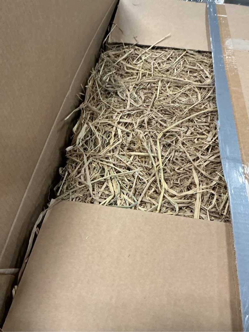 Condition photo showing Good Condition for Realistic Large Hay Bale 32x16x16in with Real Straw – Supports 200lbs – Hay Bales for Decoration, Western Party, Fall Decor, Cowboy Theme, Halloween Display, Reusable & Easy to Assemble