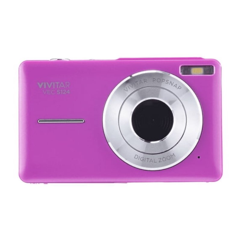 vivitar popsnap compact digital camera, pink, 16x zoom, 1080p, built-in flash, micro sd, slim lightweight pocket design