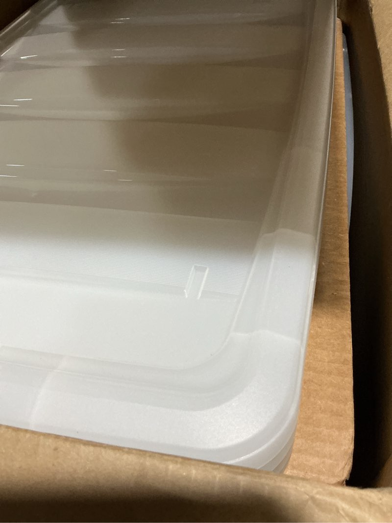 Condition photo showing Good Condition for Anbers Pack of 3 Plastic Storage Bins with Latching Lid, 14 QT Rectangle Dough Organizing Boxes, Clear
