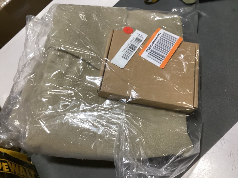 Condition photo showing As Is for eddie bauer - heated throw blanket, water resistant throw with warming pocket & rechargeable battery, weather smart fleece for travel, camping, and outdoor use (khaki/black) throw khaki/black