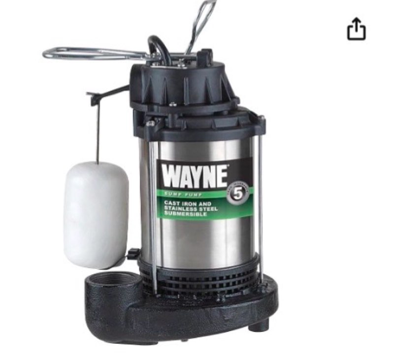 wayne - 3/4 hp submersible cast iron and stainless steel sump pump with integrated vertical float switch - 5,490 gallons per hour - heavy duty basement sump pump