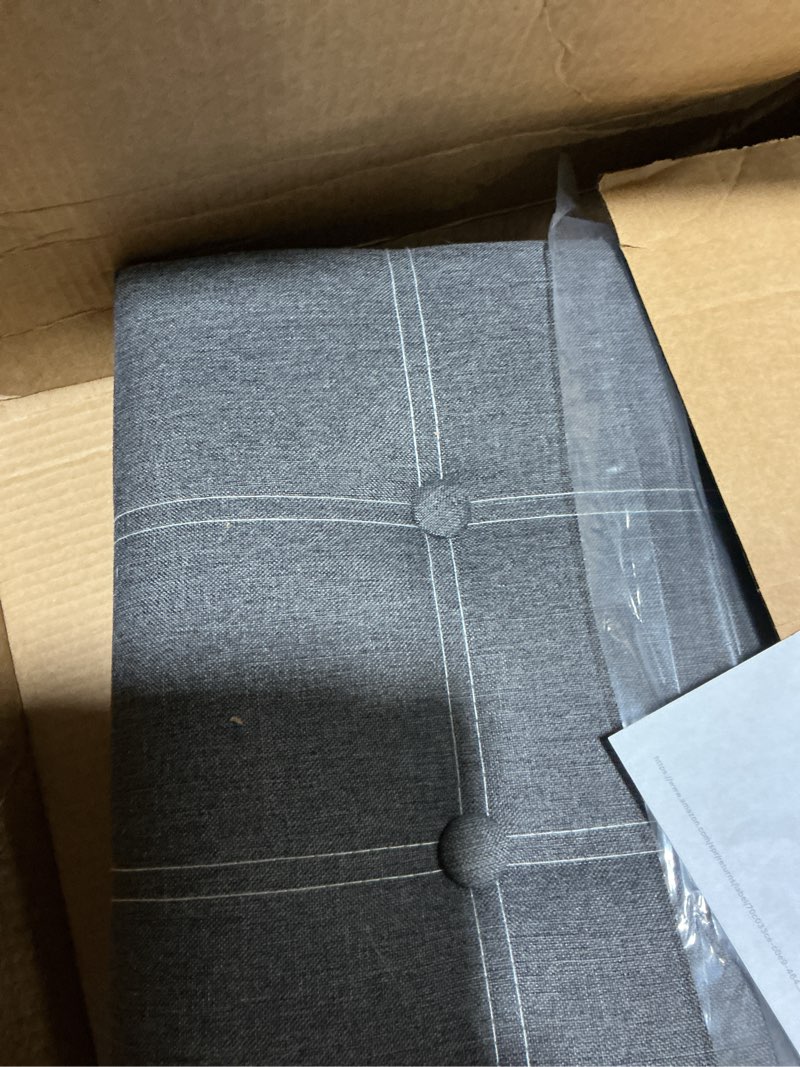 Condition photo showing Good Condition for (Similar to) YOUDENOVA 15 inches Storage Ottoman Cube, Foldable Storage Boxes, Padded Seat for Dorm Living Room, Support 300lbs, Line Fabric Grey 15\"D x 15\"W x 15\"H Grey