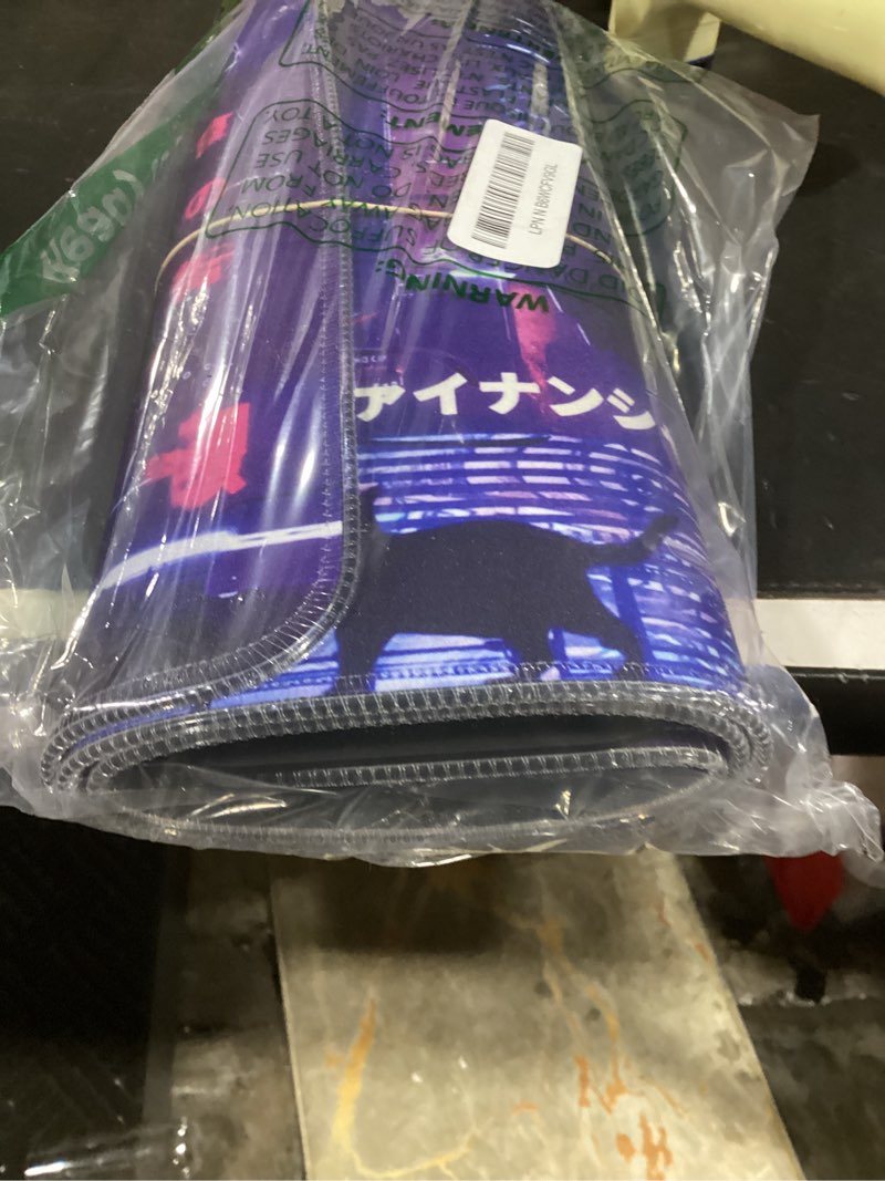 Condition photo showing Good Condition for rgb mouse pad with 15w wireless charging, purple anime neon extended large led gaming mouse pad non-slip rubber base, 10 light modes desk pad for home office-warrior cat