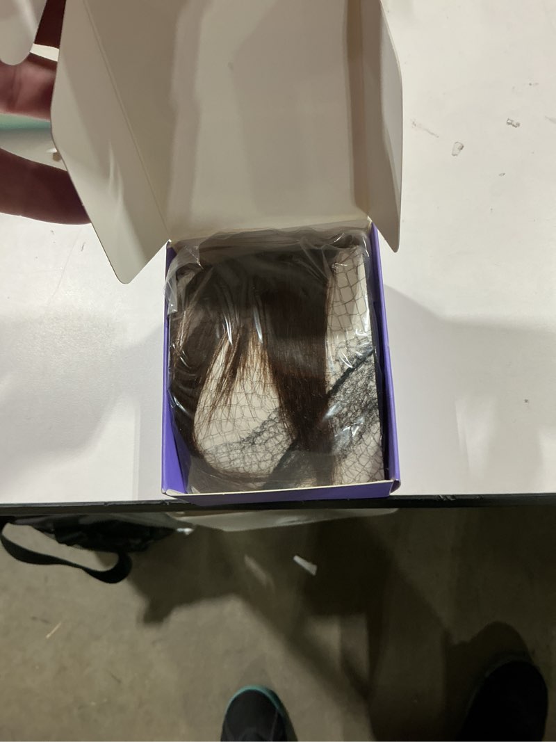 Condition photo showing Good Condition for clip in bangs, 100% real human hair french fake bangs hair clip for women meaium brown natural curtain fringe with temples hairpieces for daily wear(french,medium brown)