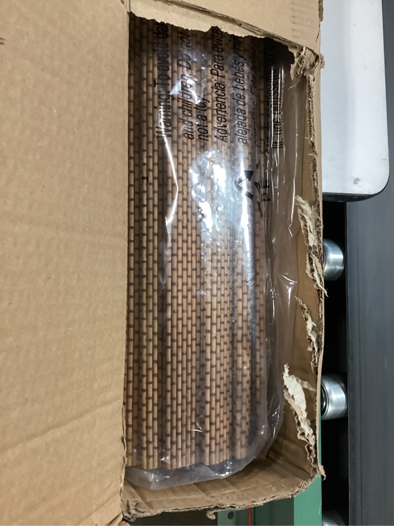 Condition photo showing As Is for LazBlinds No Tools No Drill Cordless Bamboo Roman Shades, Light Filtering Window Treatment, Roll Up Bamboo Blinds for Windows 35'' W x 64'' H, Acorn Light Filtering-acorn 35" W x 64" H