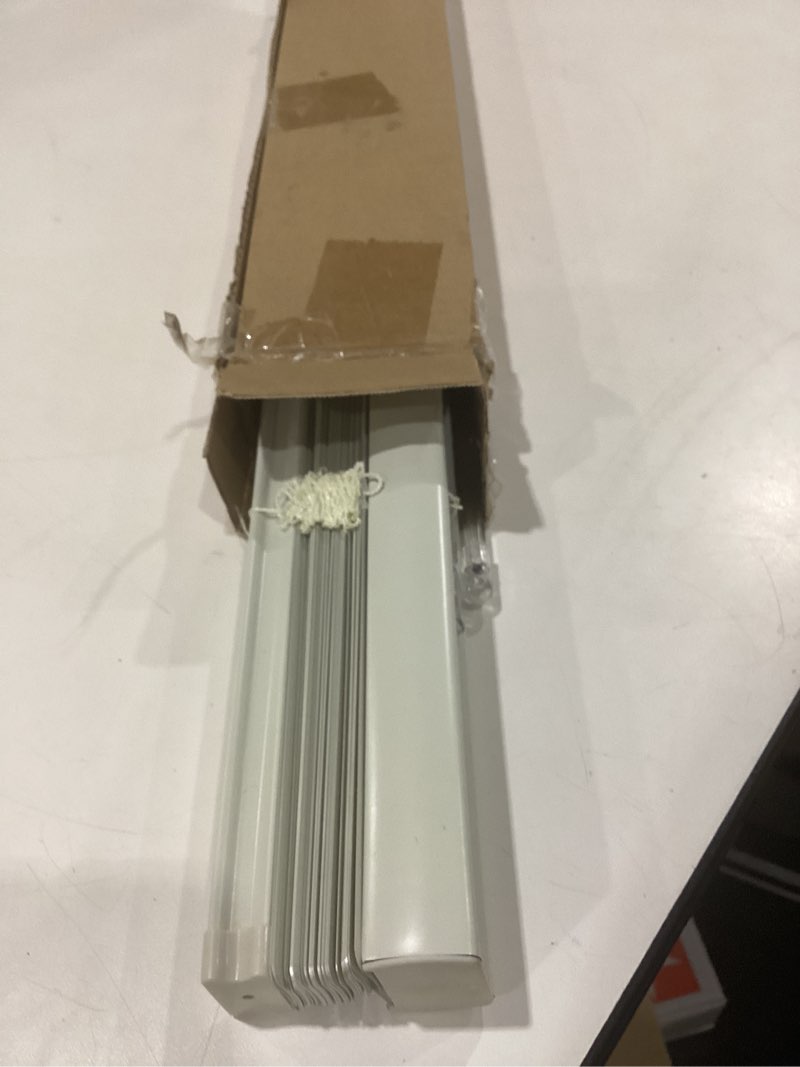 Condition photo showing New/Like New for LOTUS & WINDOWARE Cordless 1" Aluminum Mini Blind 31" Wide x 72" Long, Alabaster, Room Darkening Metal Indoor Window Blinds for Home and Office 31"W x 72"H Alabaster