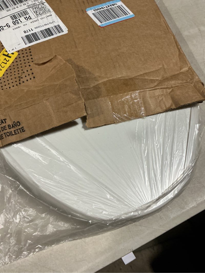 Condition photo showing As Is for Bemis 1500EC 390 Lift-Off Wood Elongated Toilet Seat, Cotton White (Pack of 1)