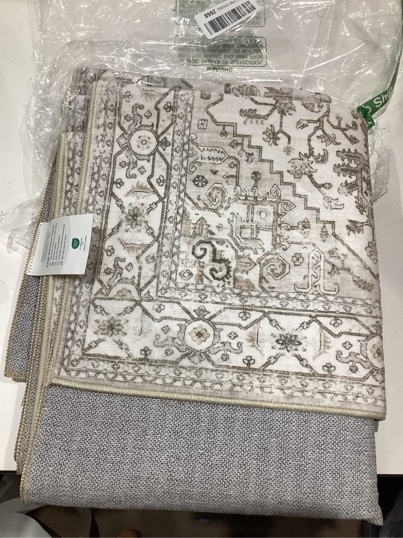 Condition photo showing New/Like New for purecozy beige area rugwashable vintage carpet for living room bedroom large soft retro low pile thin indoor rug non slip oriental medallion floor cover for dining room office