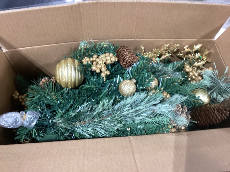 Condition photo showing Good Condition for similar product gold not frosted24 in Pre-lit Mini Christmas Tree with Lights for Tabletop Artificial Christmas Tree with Flocked Snow, Exquisite-Decor & Xmas Decorations for Home & Office Decor (Red)