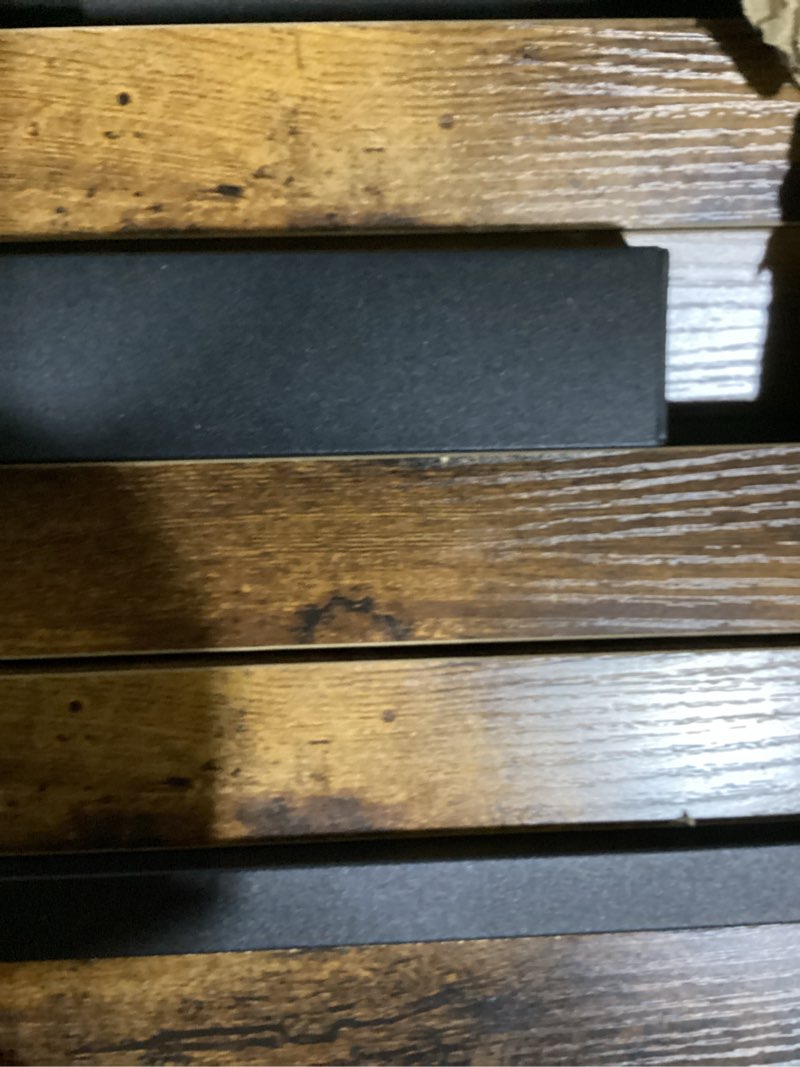 Condition photo showing Good Condition for (similar too)metal platform bed frame, victorian style iron bed with headboard, sturdy frame and slats, underbed storage, no box spring required (brown, king) brown king