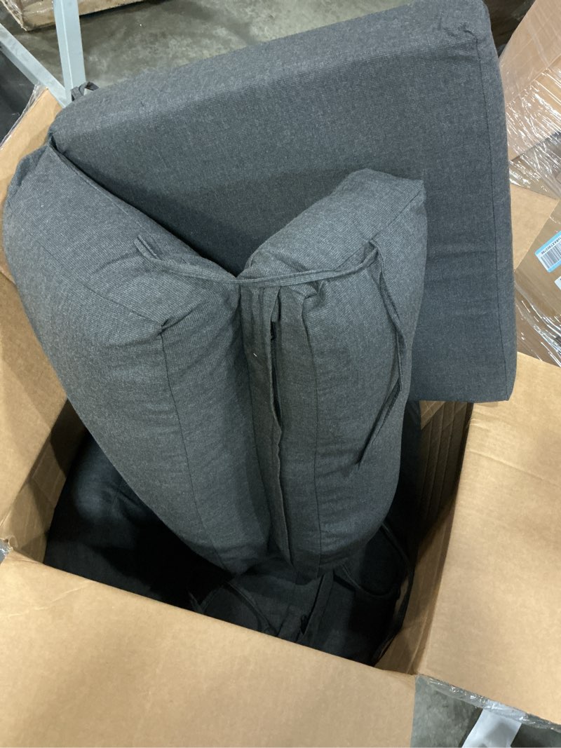 Condition photo showing Good Condition for sunbrella outdoor high back chair cushion, 2 pack 44x21 inches patio chair cushions water repellent rocking cushions indoor furniture seat pad, spectrum carbon spectrum carbon 44"x21"