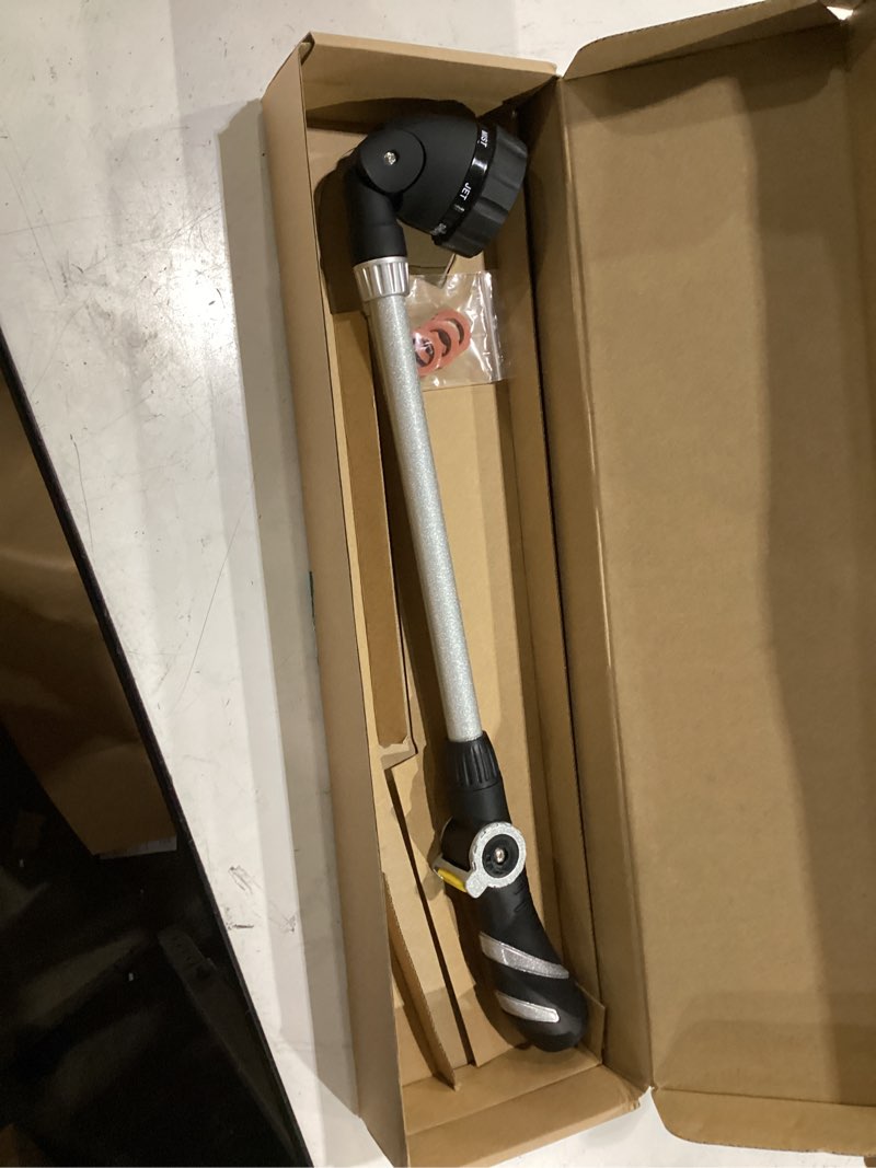 Condition photo showing Good Condition for heavy duty watering wand, 22-inch long metal garden hose wand with adjustable rotating head, hose nozzle sprayer with thumb control, perfect for hanging baskets,shrubs and plants