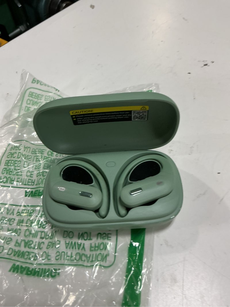 Condition photo showing As Is for active noise cancelling bluetooth headphones wireless earbuds 90 hrs playtime ear buds with hi-res stereo deep bass power display earphones with earhooks waterproof transparency headset sports/running