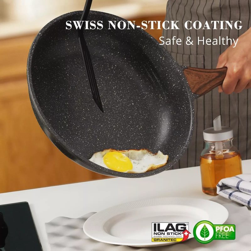 sensarte 7 inch nonstick frying pan skillet, swiss granite coated chefs pan