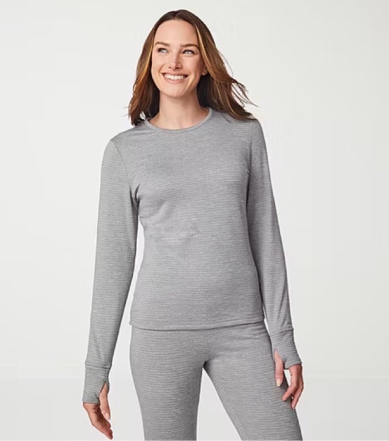 (size s)free country womens force grid fleece crew neck long sleeve thermal shirt